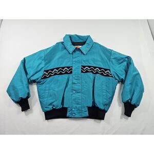 Comfy Casuals Bomber Aztec Western Blue Jacket Sz XL